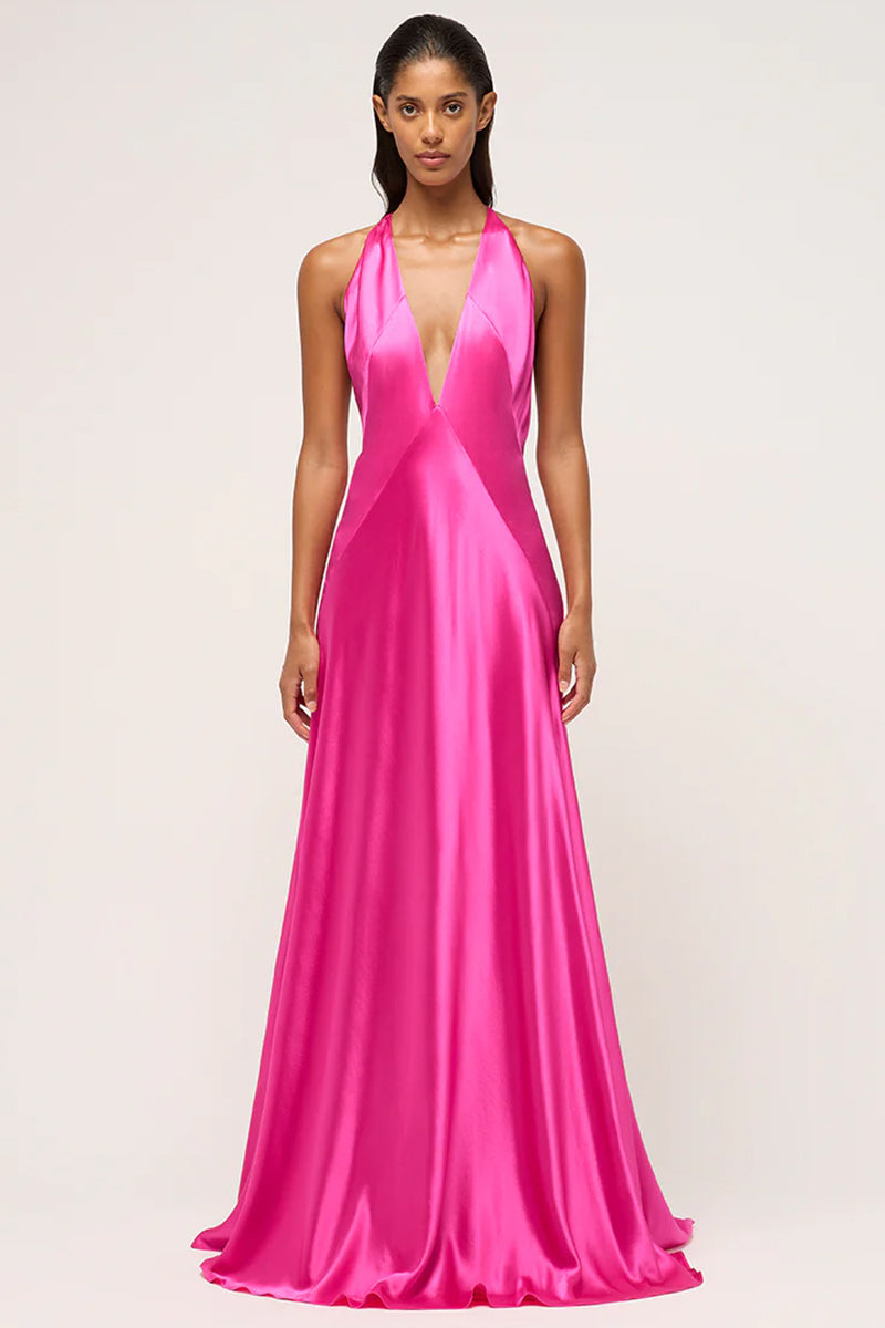 Evianna Backless Satin Maxi Dress