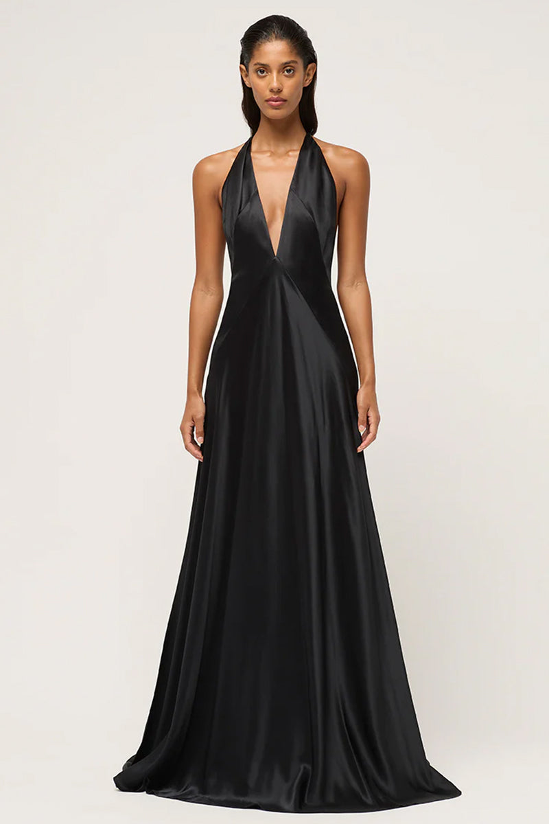 Evianna Backless Satin Maxi Dress