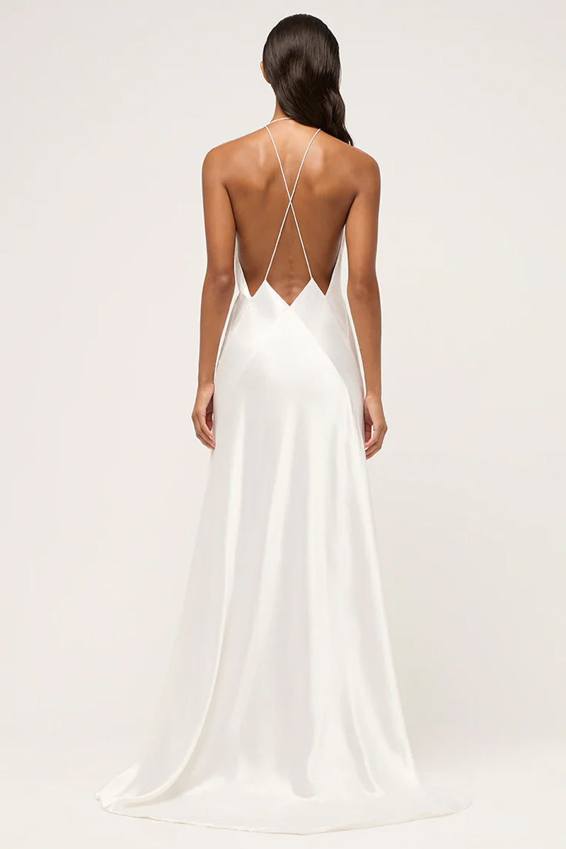 Evianna Backless Satin Maxi Dress