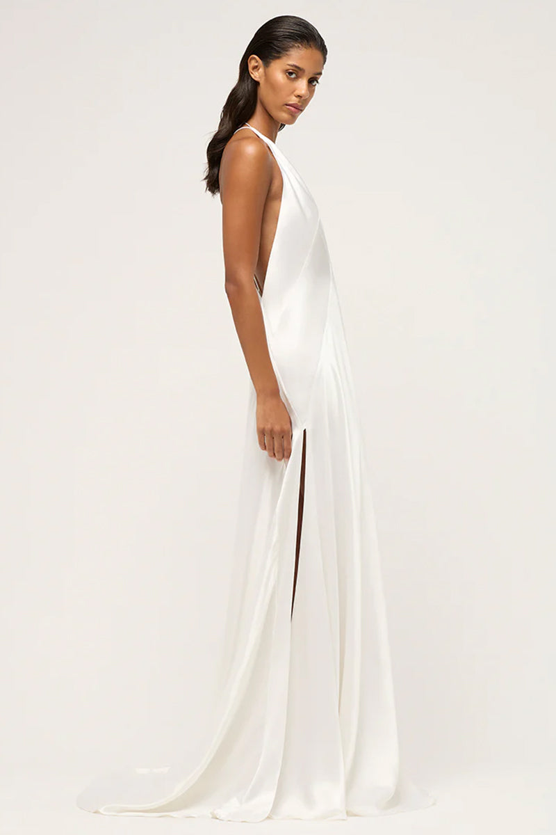 Evianna Backless Satin Maxi Dress