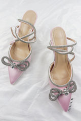 Pink Wrap Around Diamante Bow High Heel