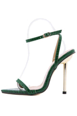 Green Faux Croc Stiletto Heels