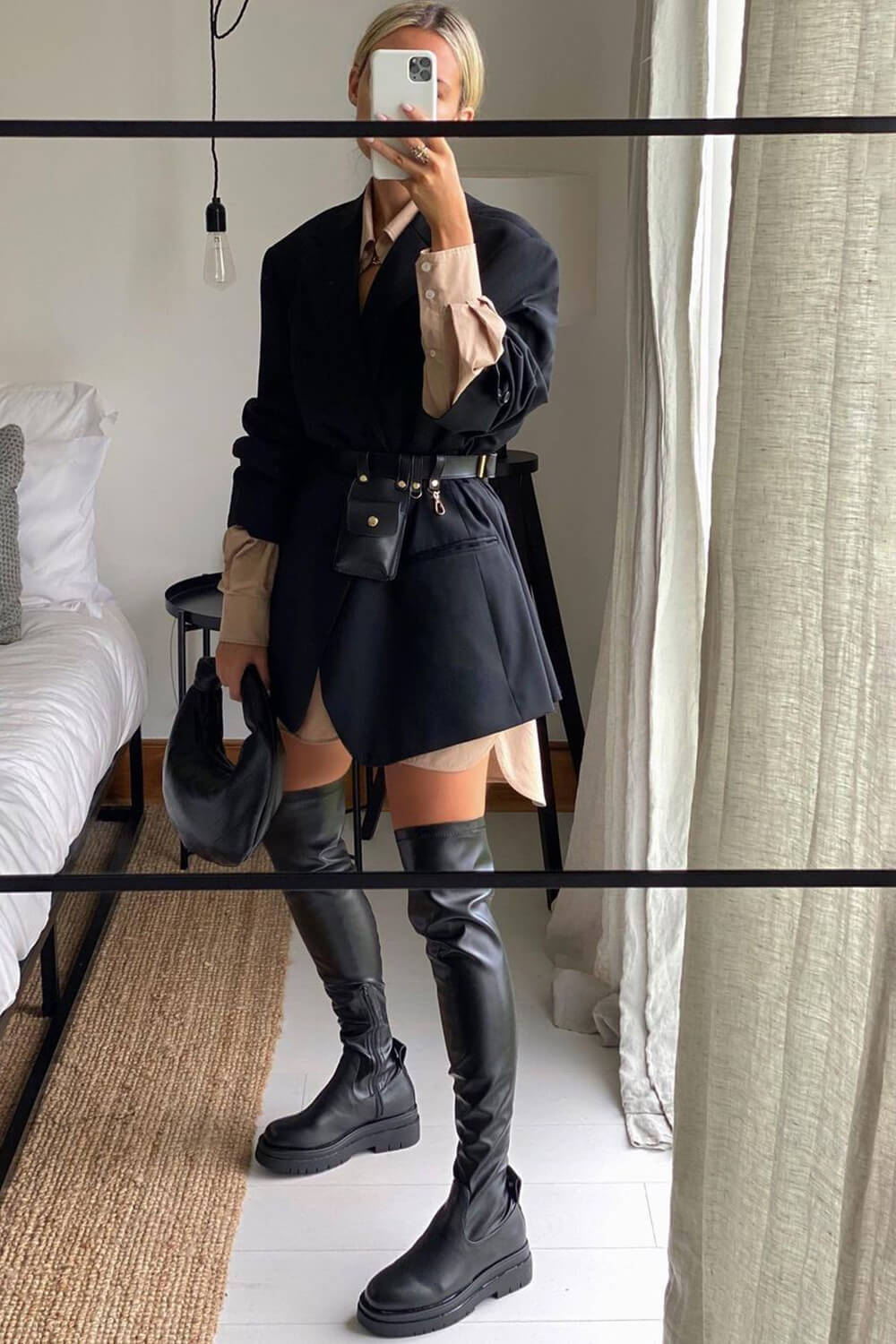 Black Faux Leather Over The Knee Thigh High Long Biker Boot