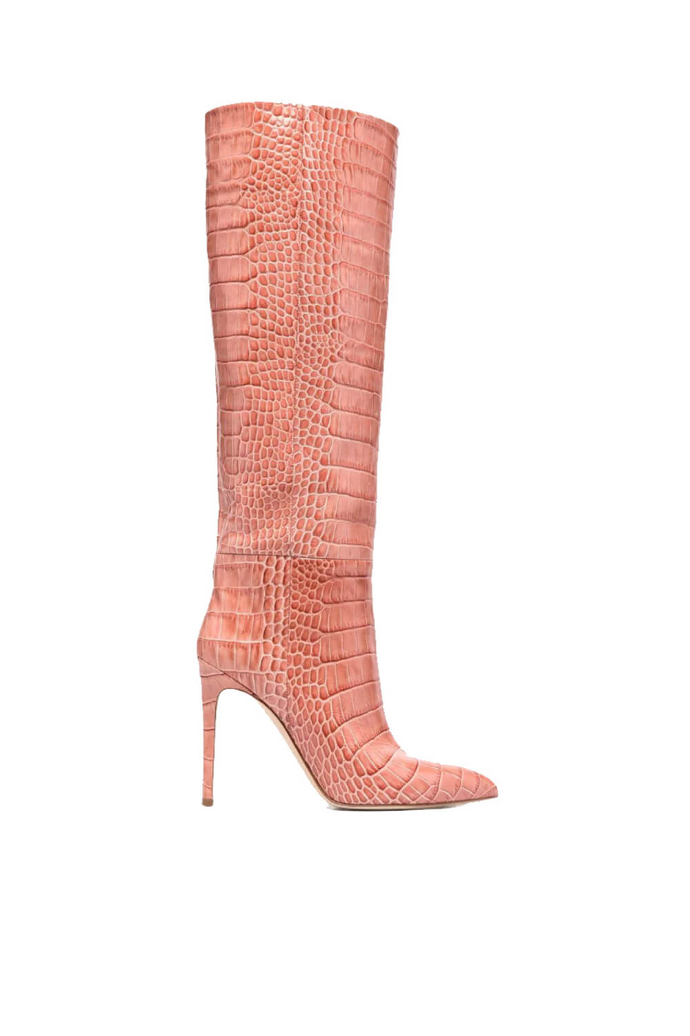 Croc-Effect Faux Leather Pointed Toe Stiletto Heel Knee High Boots