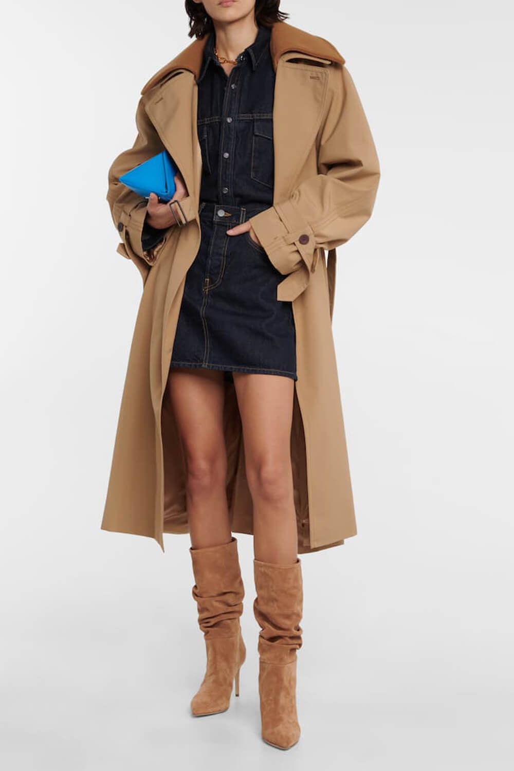 Ruched Faux Suede Slouch Slip-On Mid-Calf Pointed Toe Stiletto Heel Boots - Black/Beige/Hot Pink/Brown