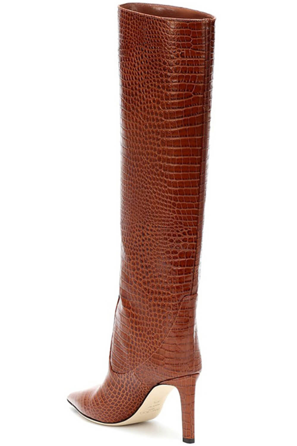 Croc Print Wide Fit Pointed Toe Stiletto Heel Knee High Boots-White/Orange/Red/Green/Black/Cyan/Brown/Lime