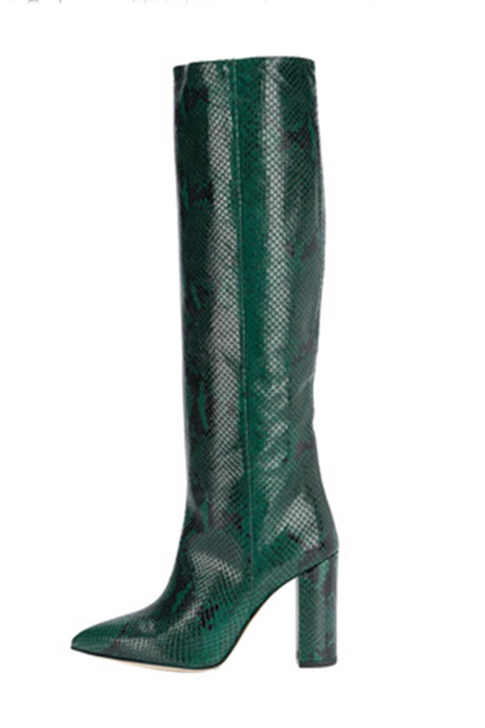 Python Effect Knee High Boots - Green