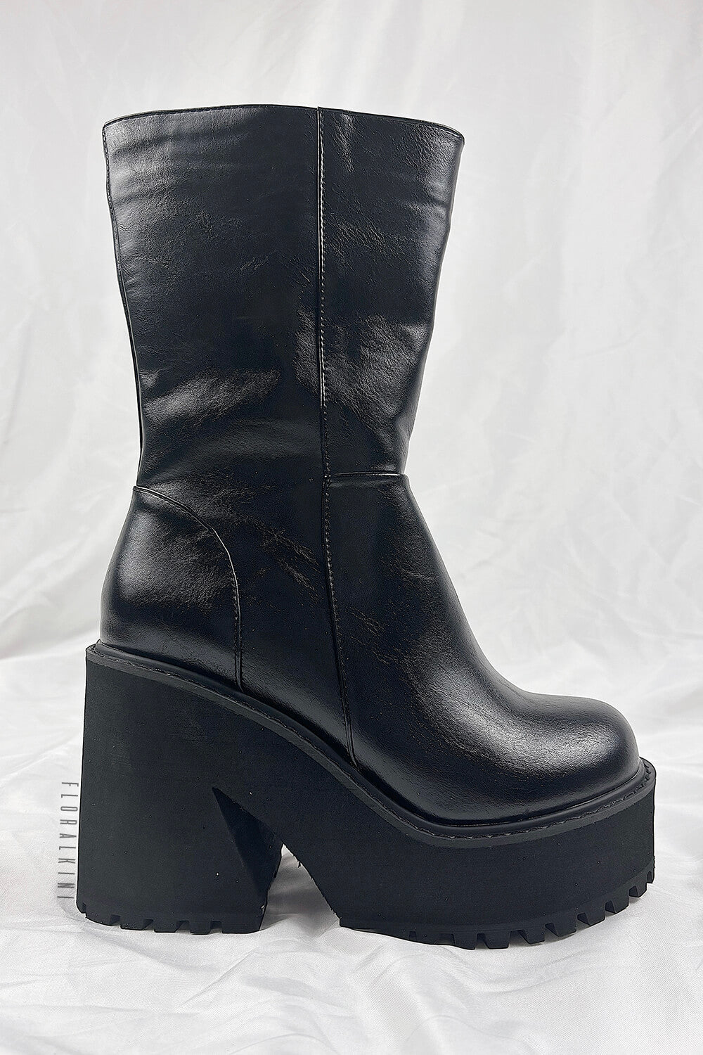 Black Chunky Platform Ankle Sock Boots