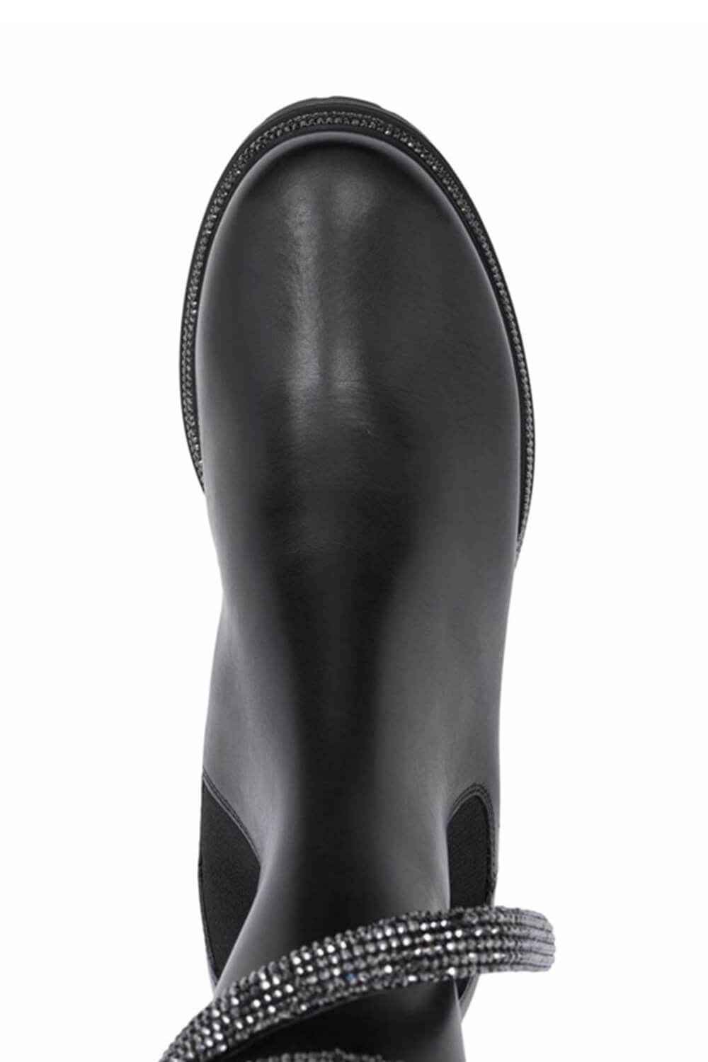 Snake-Embellished Leather Chunky Sole Ankle Chelsea Boots