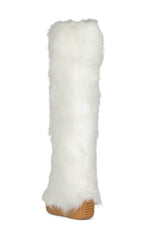 Fluffy Faux Fur Over The Knee Boot - White