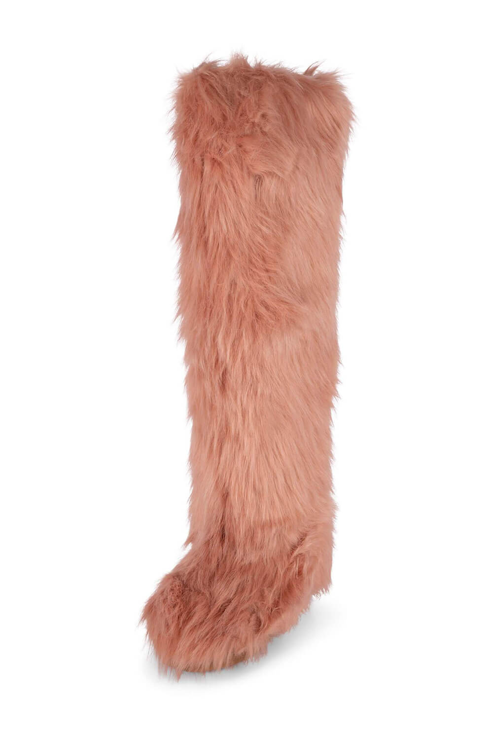 Fluffy Faux Fur Over The Knee Boot - Pink