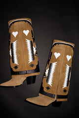 Suede Western Cowboy Fold Over Pointed Toe Knee High Block Heel Boots