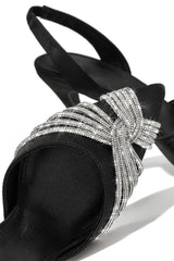 Holographic Crossover Diamante Pointed Toe Slingback Stiletto Pumps - Black