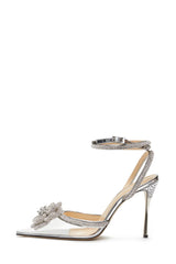 Diamante Flower Wrap Around Pointed Toe Clear Perspex Stiletto Heels