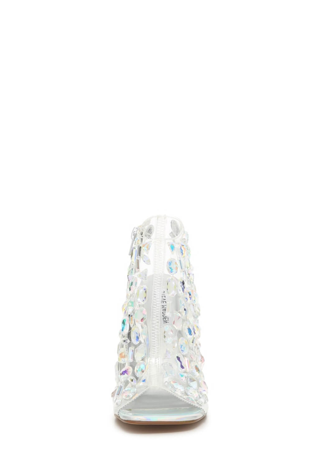 Clear Rhinestone Booties Clear Perspex Rhinestone-Studded Square Peep Toe Ankle Stiletto Bootie ...