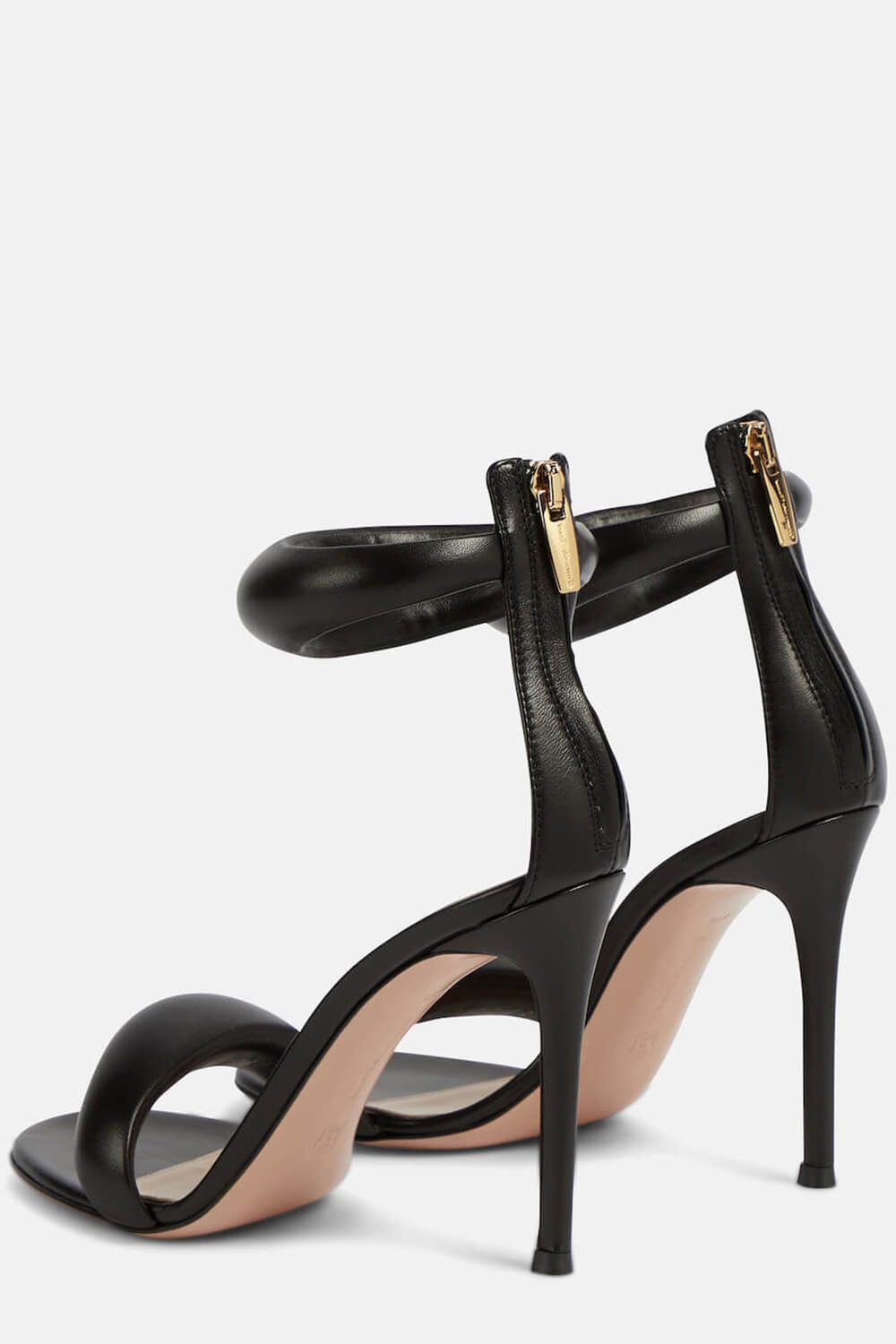 Faux Leather 'Bubble' Straps Pointed Toe Stiletto Heels - Black