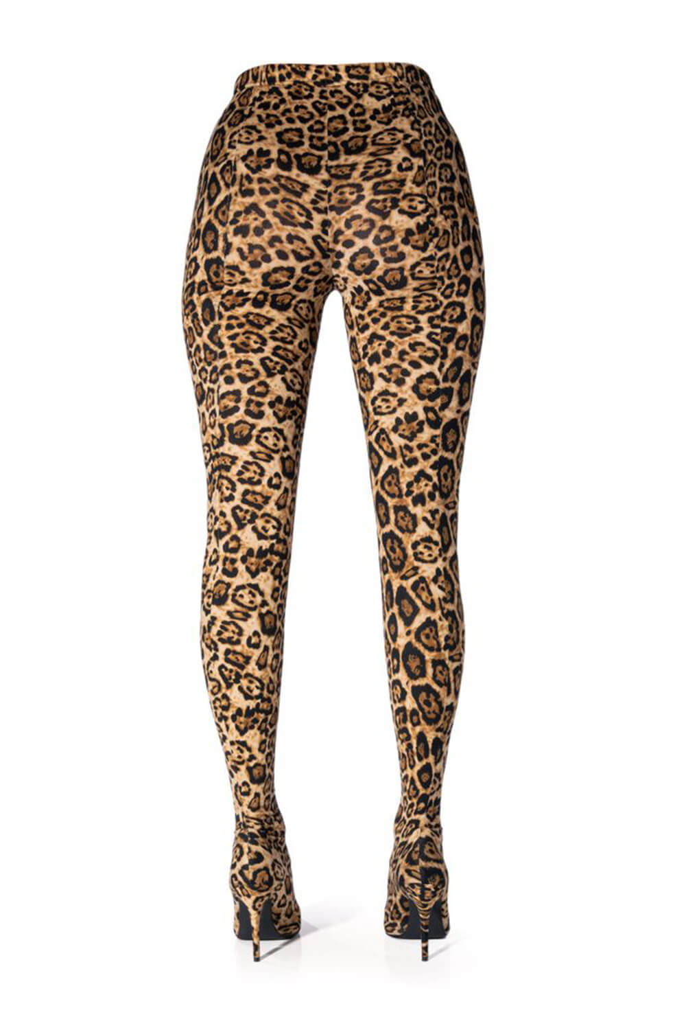 Leopard Print Faux Leather High-Waisted Pointed Toe Stiletto Heel Long Pant Boot