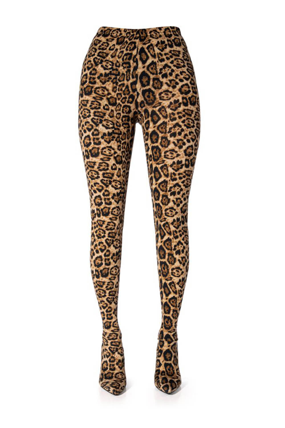 Leopard Print Faux Leather High-Waisted Pointed Toe Stiletto Heel Long Pant Boot