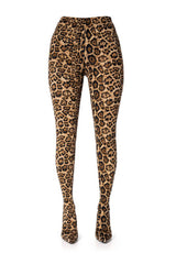 Leopard Print Faux Leather High-Waisted Pointed Toe Stiletto Heel Long Pant Boot