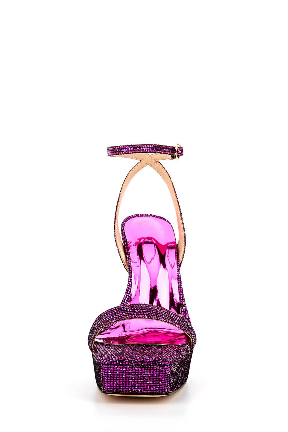 Sequinned Wide Fit Platform Barely There Heeled Sandals - Hot Pink
