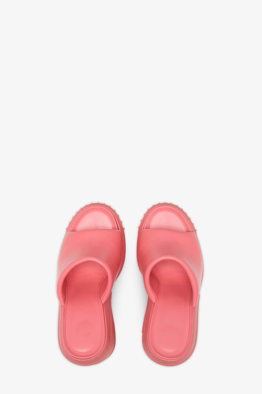 Padded Faux Leather Open Toe Wedge Heeled Mule Sandals - Pink