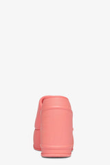 Padded Faux Leather Open Toe Wedge Heeled Mule Sandals - Pink