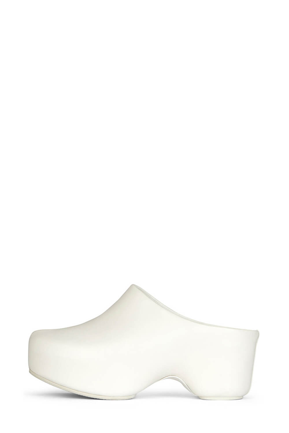 Faux Leather Sling Back Slip On Curved Platform Clogs - White