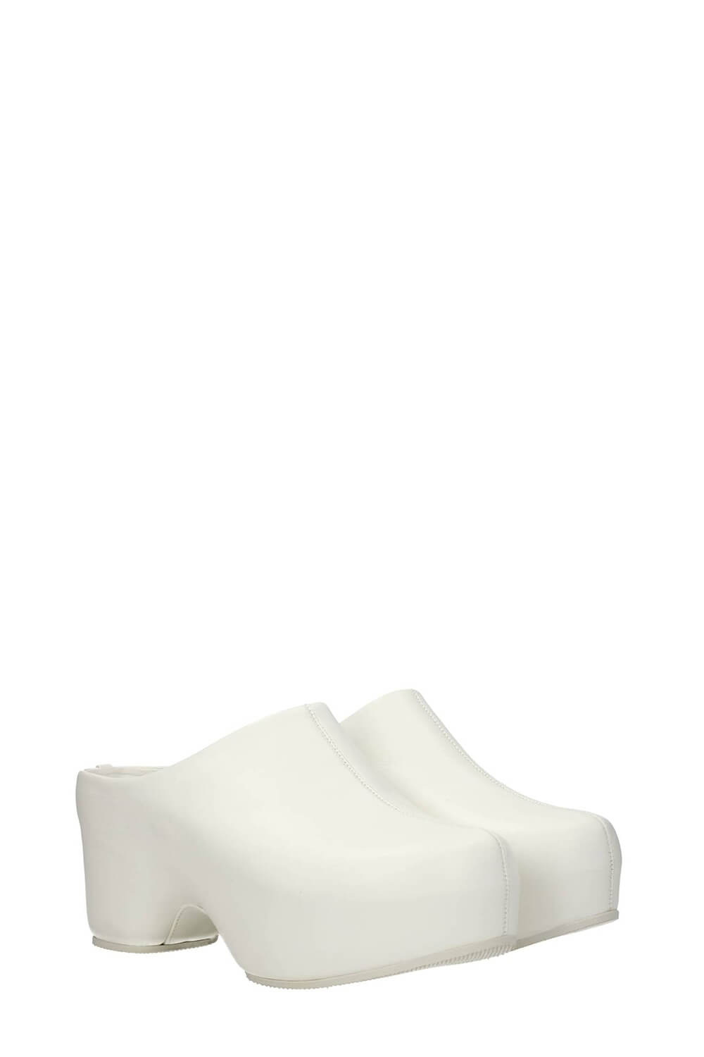 Faux Leather Sling Back Slip On Curved Platform Clogs - White