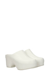 Faux Leather Sling Back Slip On Curved Platform Clogs - White