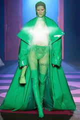 Patent Pointed Toe Over-The-Knee Morso Heeled Boots - Green