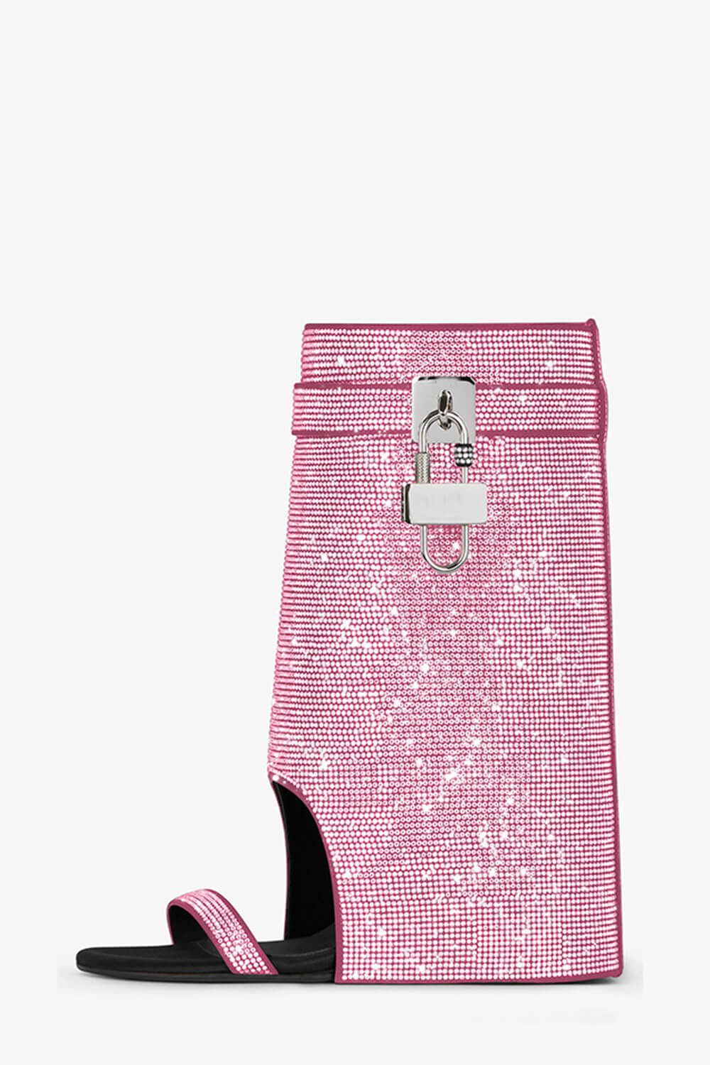Gem Embellished Diamante Padlock Folded Cutout Wedge Heeled Sandals - Pink