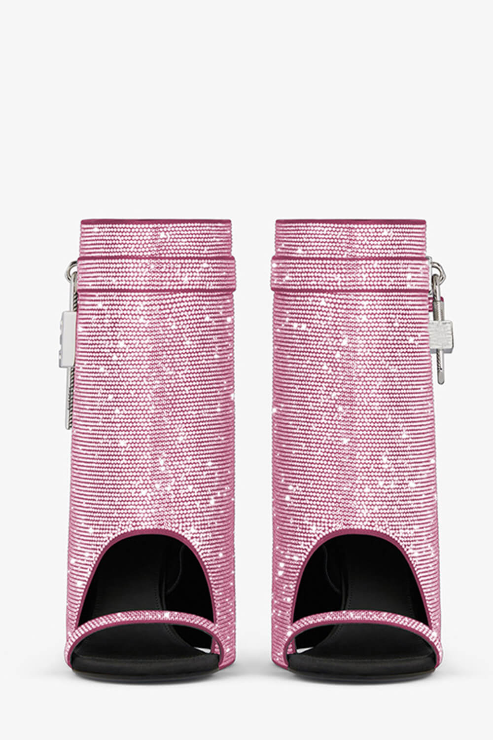 Gem Embellished Diamante Padlock Folded Cutout Wedge Heeled Sandals - Pink