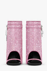 Gem Embellished Diamante Padlock Folded Cutout Wedge Heeled Sandals - Pink