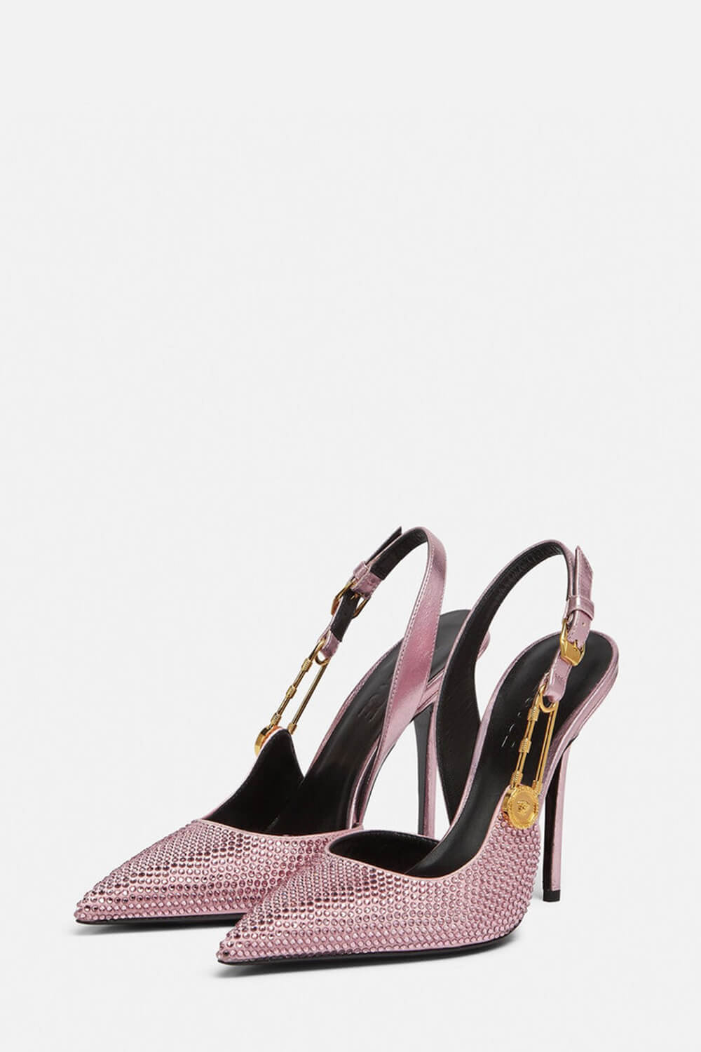 Sparkle Crystal Pin Pointed Toe Slingback High Stiletto Pump - Pink