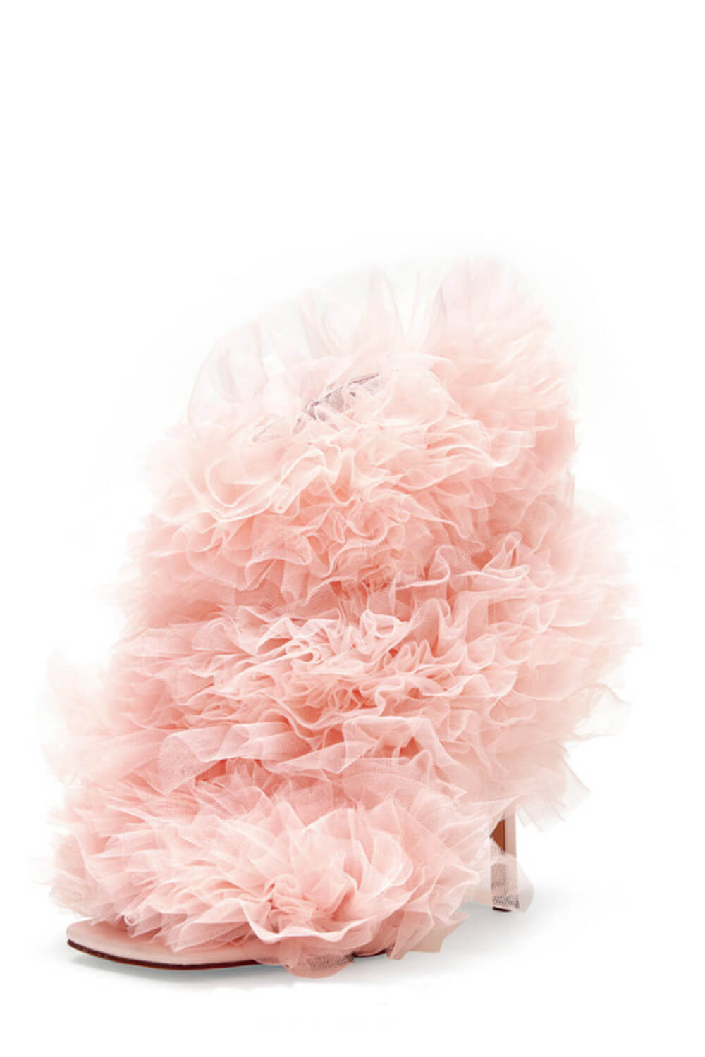 Tulle Square Peep Toe Stiletto Heeled Boots - Pink