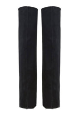 Faux Suede Pointed Toe Folded Over The Knee Boots