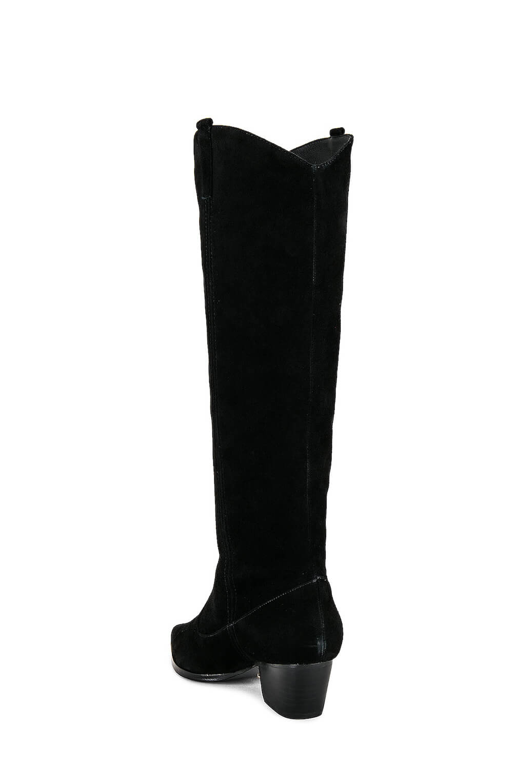 Suede Pointed Toe Western Cowboy Knee High Boots - Black