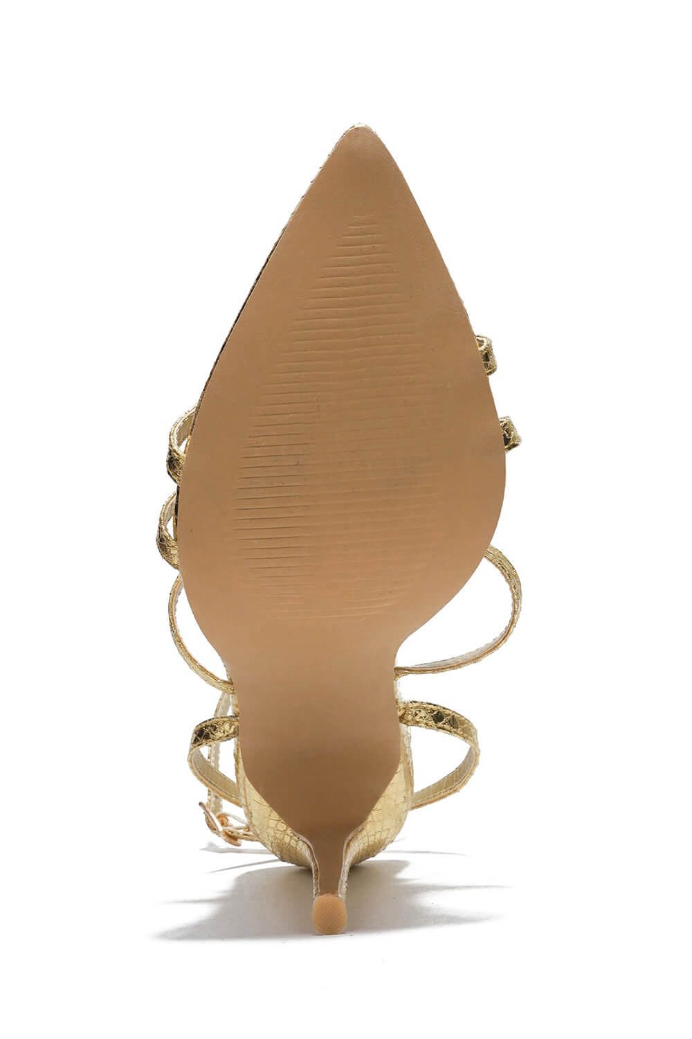 Diamante Embellished Pointed Toe Stiletto Sandals - Gold