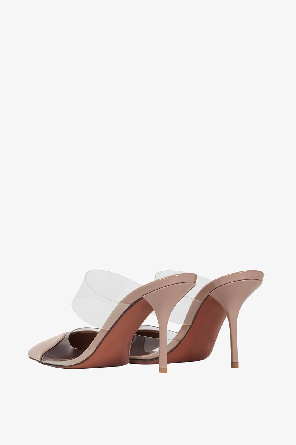 Clear Pu Patent-Leather Heart Pointed Toe Heel Mules - White