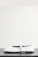 Faux Leather Mary Jane Ballet Flats - White