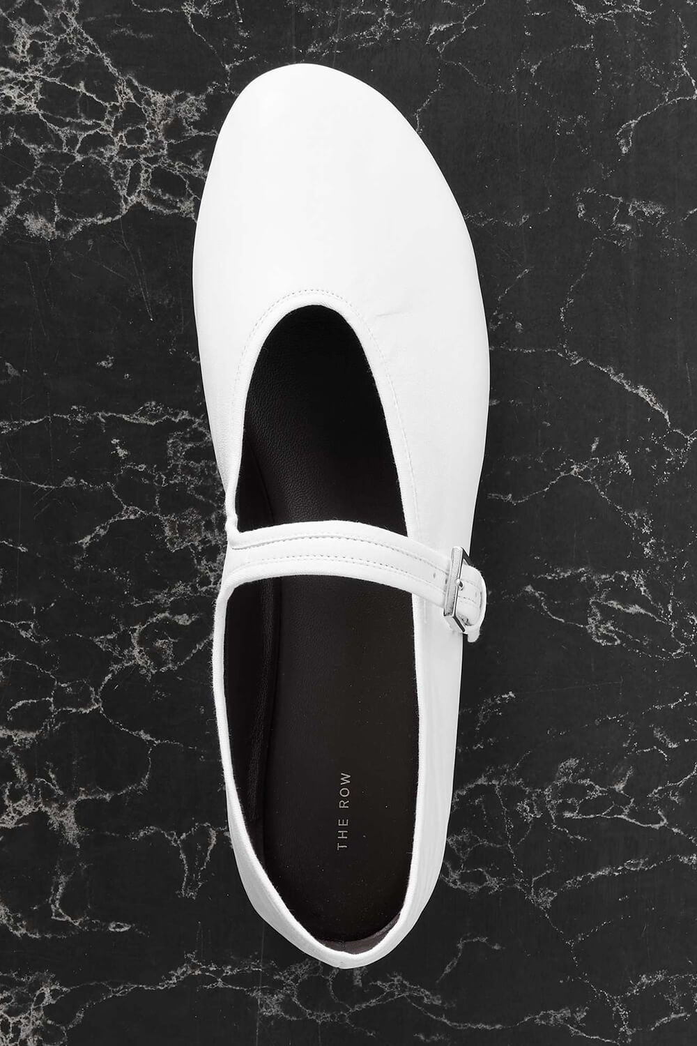 Faux Leather Mary Jane Ballet Flats - White