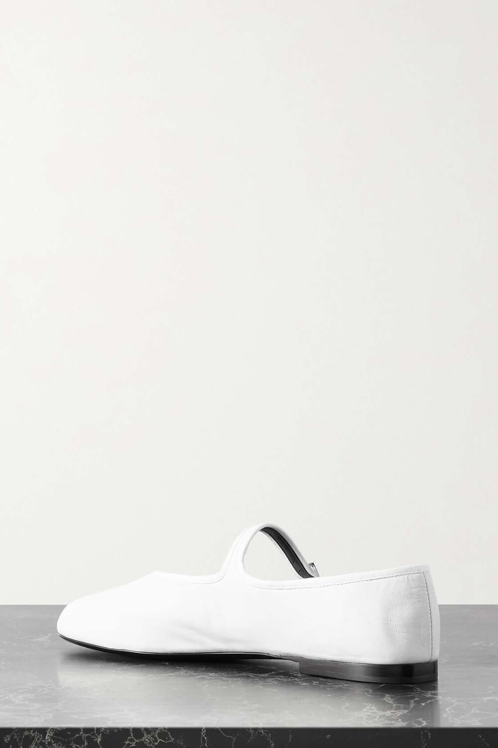 Faux Leather Mary Jane Ballet Flats - White