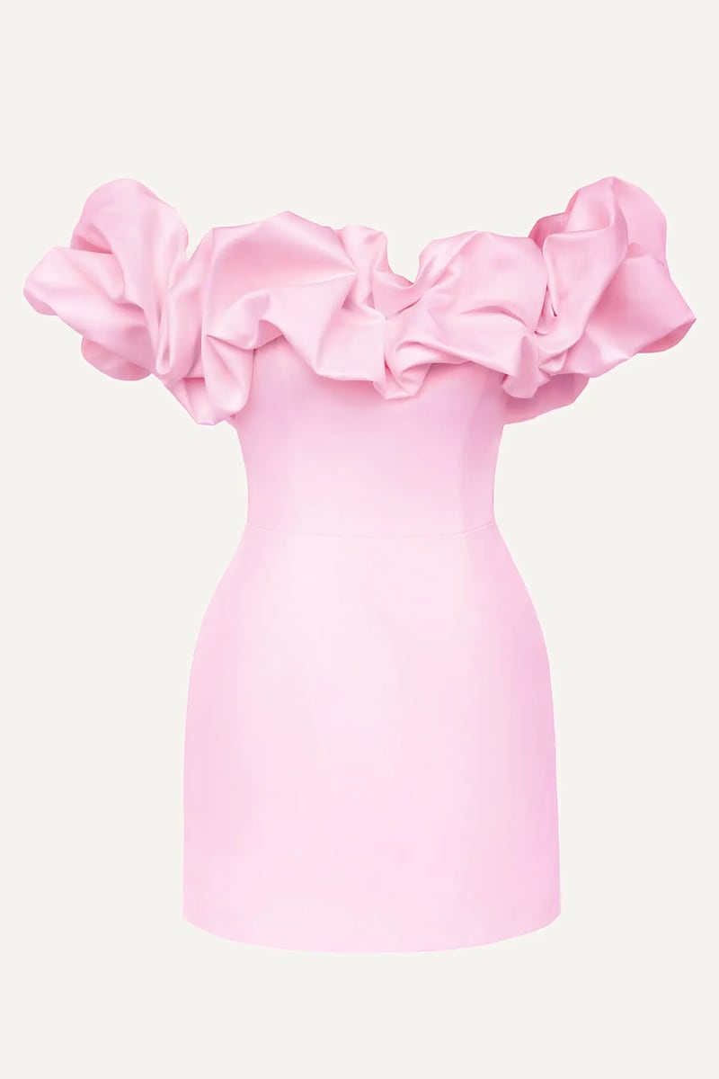 Fleurette Satin Ruffle Strapless Mini Dress