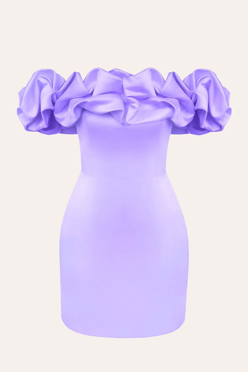 Fleurette Satin Ruffle Strapless Mini Dress