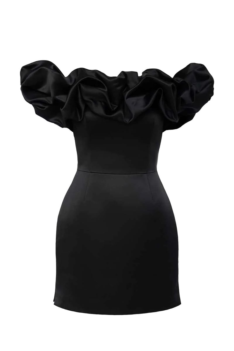 Fleurette Satin Ruffle Strapless Mini Dress