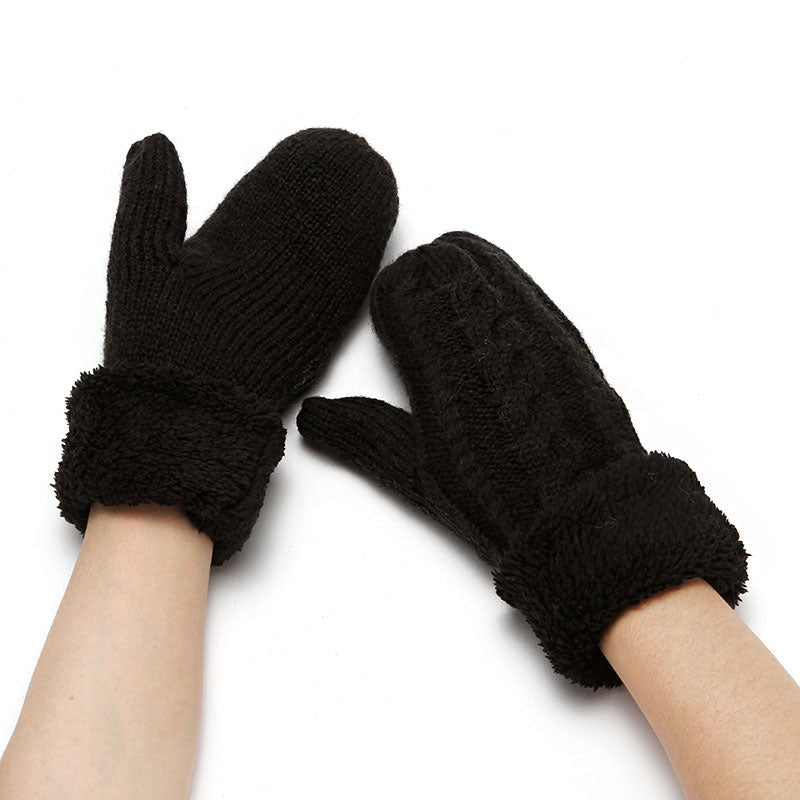 Fluffy Fleece Lined Solid Color Chunky Cable Knit Mittens – Chicwild