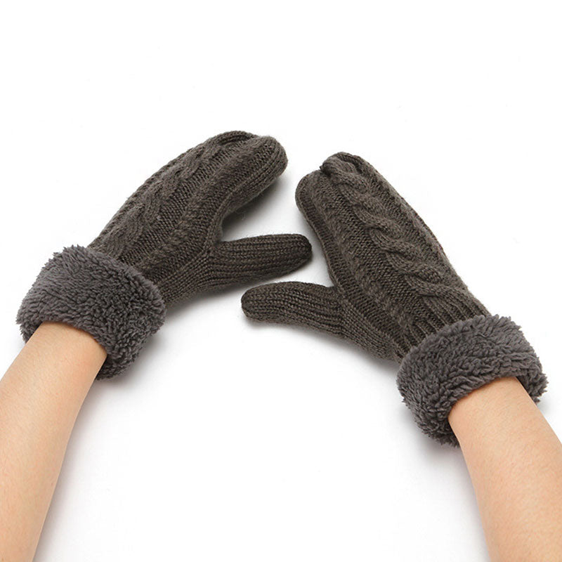 Fluffy Fleece Lined Solid Color Chunky Cable Knit Mittens – Chicwild