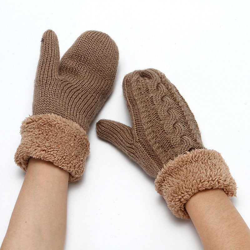 Fluffy Fleece Lined Solid Color Chunky Cable Knit Mittens – Chicwild