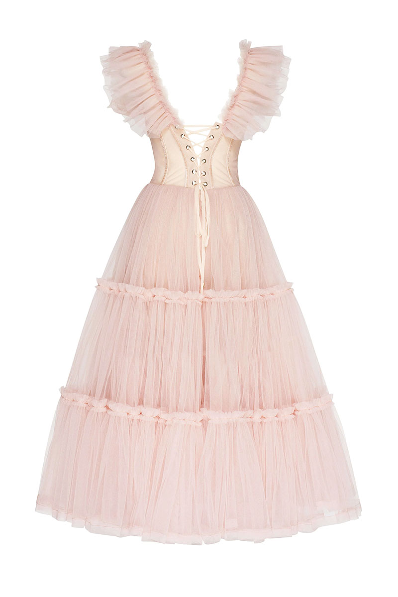 Geisha Bustier Tulle Midi Dress