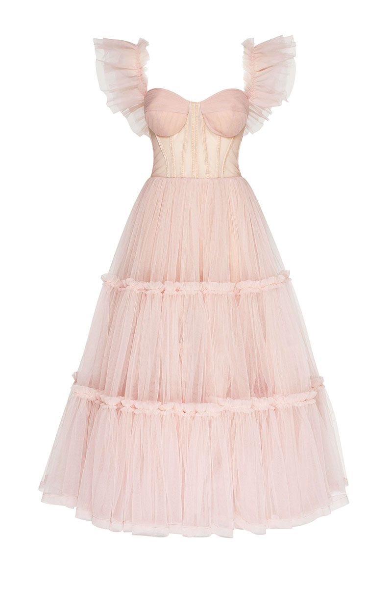 Geisha Bustier Tulle Midi Dress